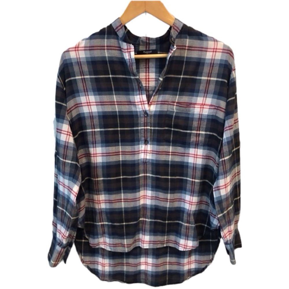 Madewell Wheaton Plaid Popover Long Sleeve Top